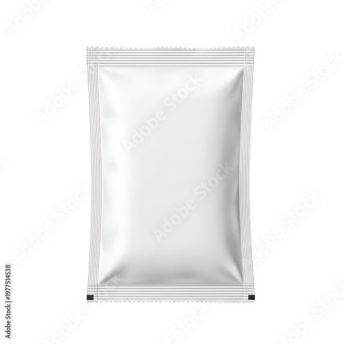 Blank white plastic sachet mockup for food or cosmetic product