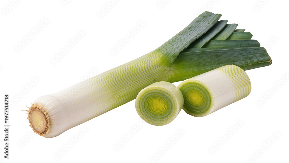 leekページ Photography Poster Fresh leek vegetable with sliced cross-sections