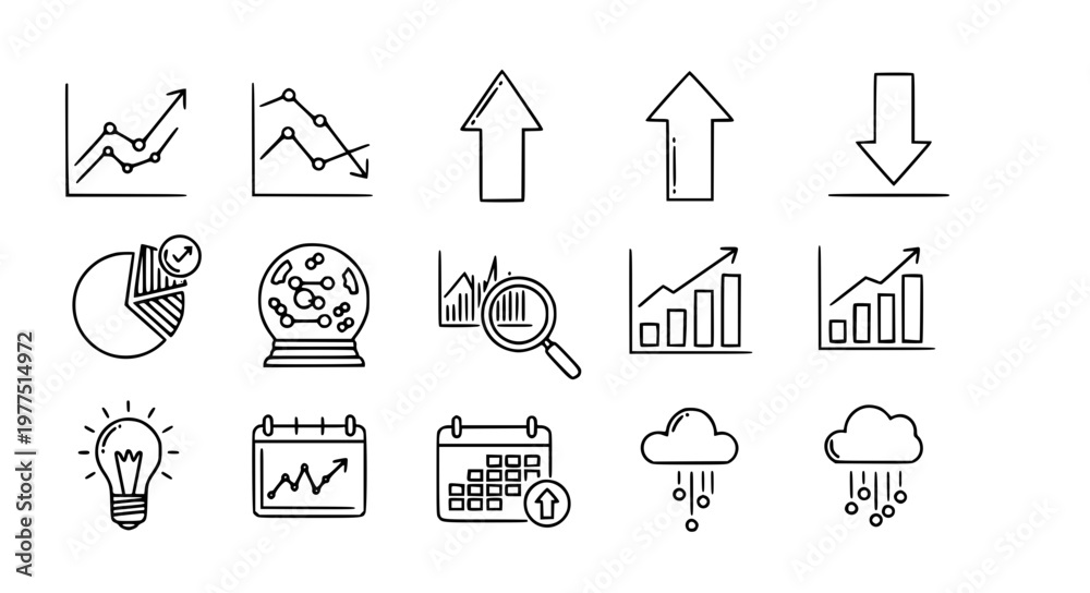 Fototapeta premium Predictive Analytics Vector with Trend Growth and Forecast Icons