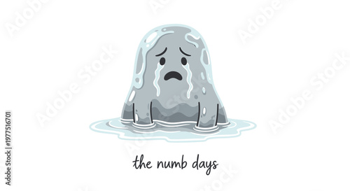 Sad bear, melting ice, climate change, global warming, depression