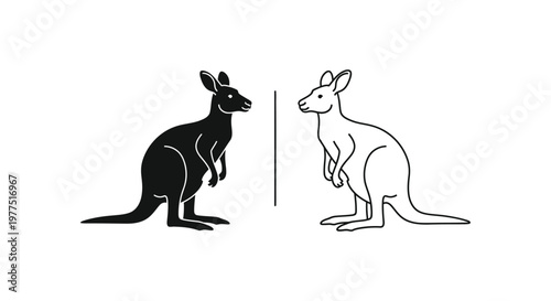 Kangaroo Symbolism: Black vs White Contrast Guide Vector