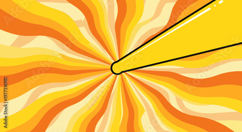 Retro Wavy Sunburst Background with Yellow Pipette Dropper Illustration