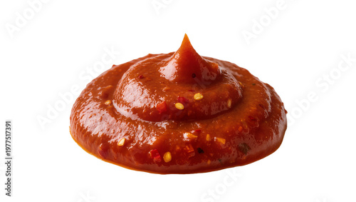 Принти на полотні Thick red chili sauce dollop with visible seeds, isolated on transparent backgro