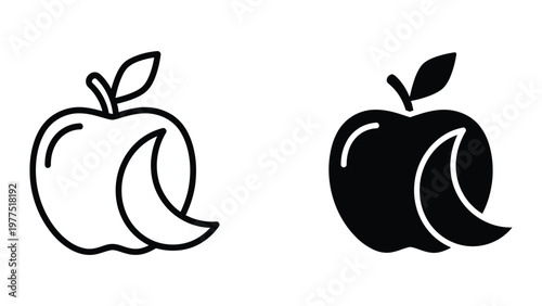 Contrasting apple logo designs in outline and filled styles