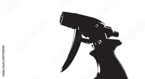 Spray gun, sprayer nozzle, black silhouette, vector icon, industrial tool