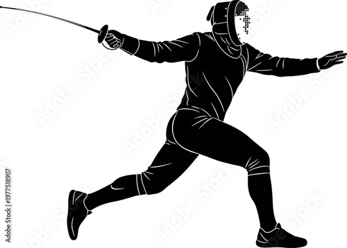 Silhouette of a fencer in action a dynamic sports illustration