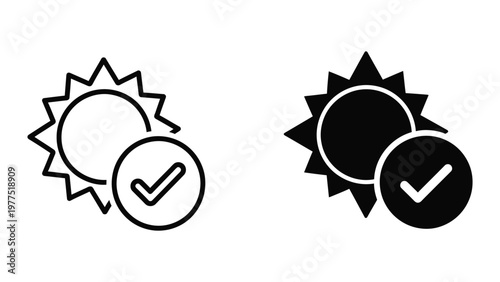 Comparison of sun and checkmark icons in different styles