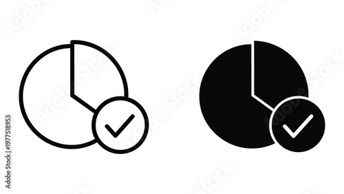 Comparison of pie charts with different fill styles and checkmark validation indicators