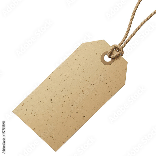 Blank brown paper price tag attached with a natural rope string