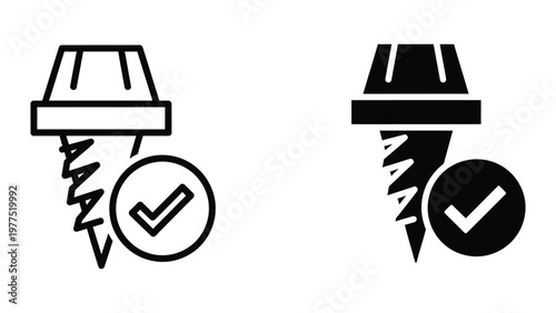 Comparison of a standard screw and a self-tapping screw with approval indicators