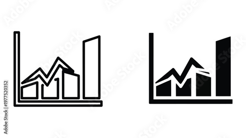 Contrasting graphical representation of upward trends with different visual styles
