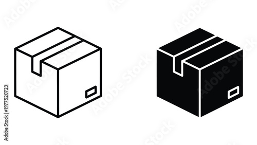 Contrasting visual styles of identical cardboard box illustrations