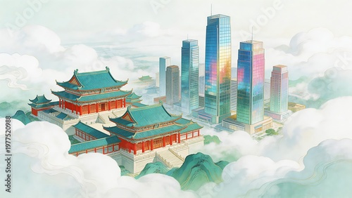 Ancient Meets Modern Chinese Cityscape