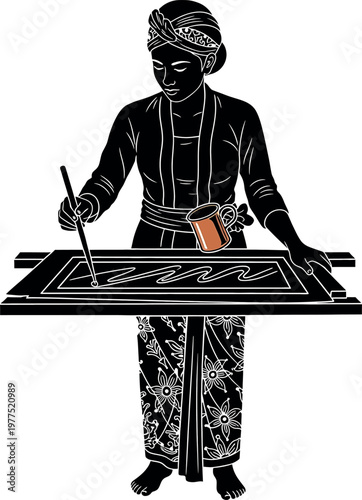 Silhouette of a traditional musician playing a stringed instrument cultural heritage representation