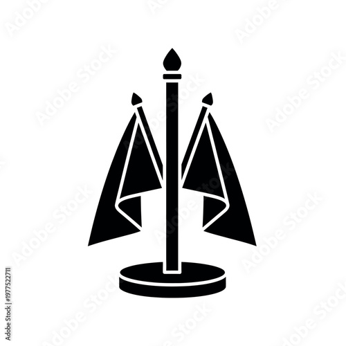 Black and white justice scale icon.