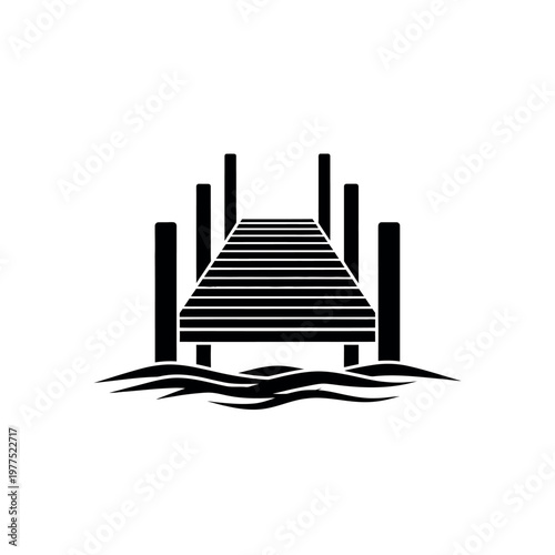 Black and white dock structure icon.