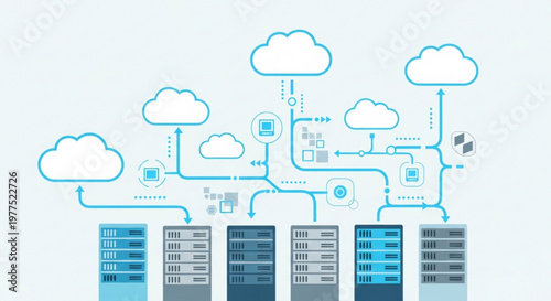 Cloud computing network architecture with server farm and data flow connections