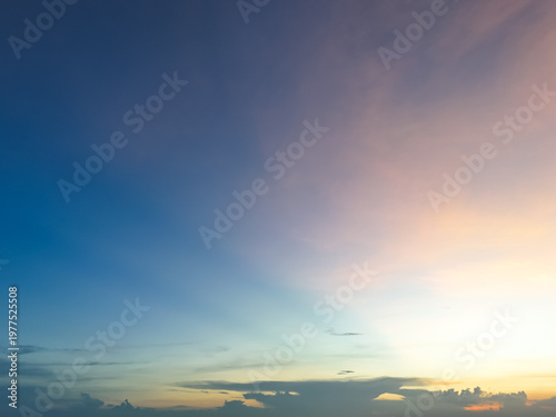 Beautiful Sunset Sky Gradient with Soft Clouds and Golden Hour Light
