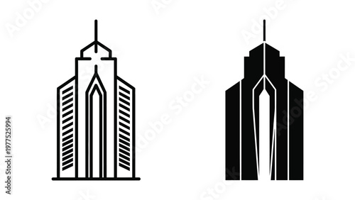 Architectural comparison of iconic skyscraper designs with central spires