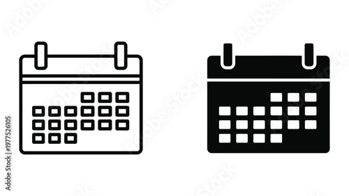 Contrasting calendar icons depicting filled and empty days in a monthly view