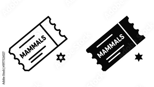 Contrasting ticket stubs labeled mammals with different color schemes