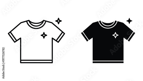 Contrasting t-shirts with star accents displayed side by side in black and white