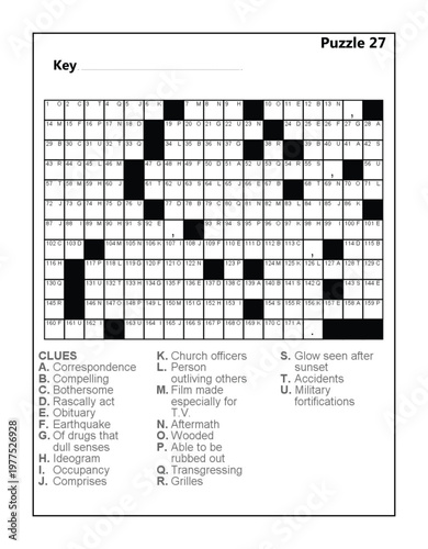 Printable Acrostic Word Puzzle Worksheet for Brain Exercise and Education Acrostic Vol 2 Puzzle 27