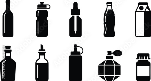 Collection of various container outlines including bottles and jugs