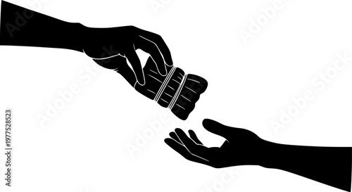 Charity Eid Al-Adha Silhouette Hands Giving Sharing Generosity Food Aid Vector