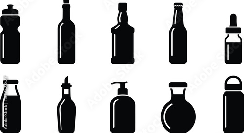 Collection of diverse bottle outlines