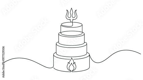 Spiritual Flame atop a Tiered Structure with Trident Symbolizing Divine Power and Enlightenment