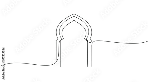 Minimalist Islamic Archway Outline with Flowing Lines