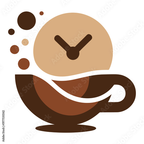 A stylized illustration of a cup of coffee with steam and a checkmark inside the liquid