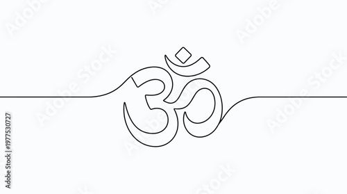 Om symbol minimalist line art spiritual meditation symbol for yoga and mindfulness