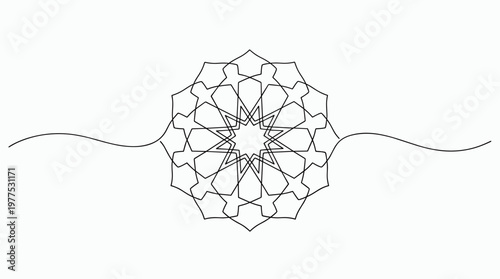 Intricate geometric star pattern with flowing wavy lines on a white background symbolizing harmony and connection