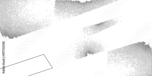 A low resolution pixelated digital image featuring abstract geometric shapes on white background