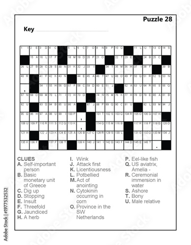 Printable Word Fill-in Puzzle Worksheet - Brain Teaser Activity for Kids and Adults Acrostic Vol 2 Puzzle 28