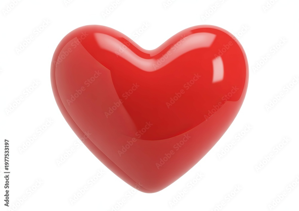 Fototapeta premium Glossy Red Heart Shape Isolated on White Background