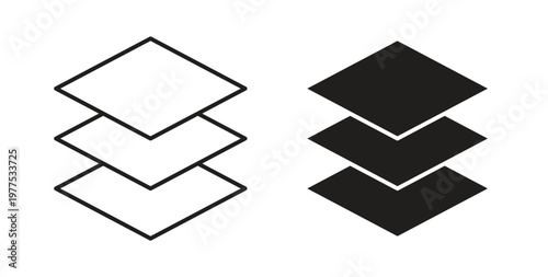 Layers icon in black color. Vector icons on white background