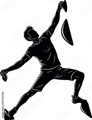 Dynamic silhouette of a discus thrower in action capturing athleticism and power