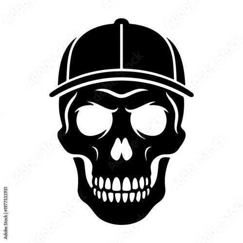 Skull with cap vector graphic, skull illustration, skull design, skull art, skull image, skull icon