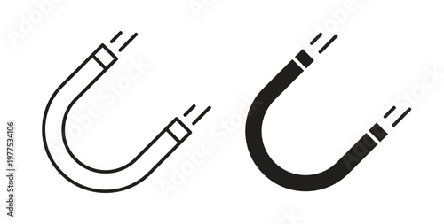 Magnet icon in black color. Vector icons on white background