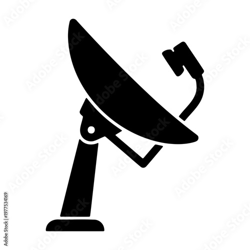 Satellite dish vector icon for television communication and wireless internet connection antenna system