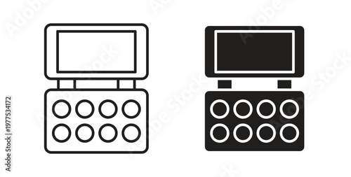 Makeup palette icon in black color. Vector icons on white background