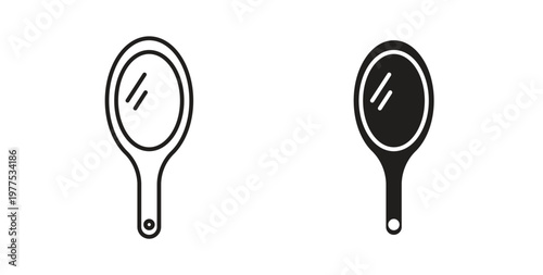 Makeup mirror icon in black color. Vector icons on white background