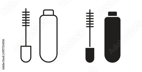 Mascara brush icon in black color. Vector icons on white background