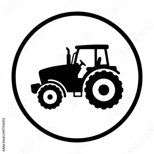 Tractor icon illustration for agriculture farming and rural lifestyle machinery equipment design