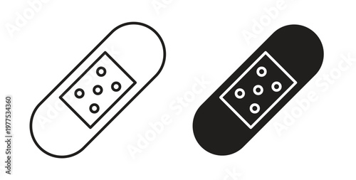 Medical patch icon in black color. Vector icons on white background