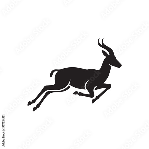 Jumping Impala Antelope Silhouette Vector Illustration