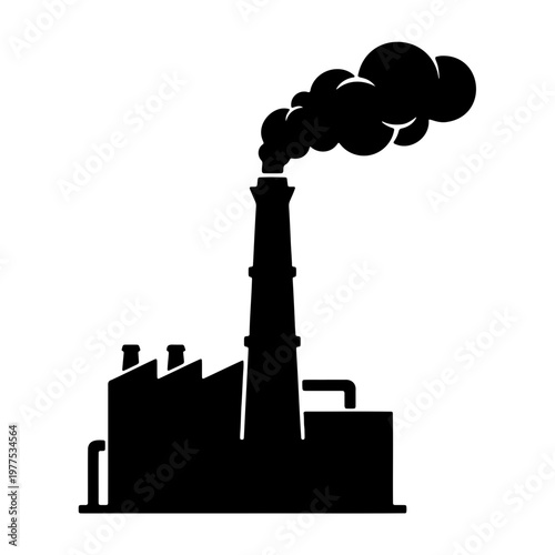 Industrial factory pollution silhouette vector design for environmental awareness and climate change issues